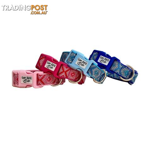 Aztec Dog Collar - Pink Blue - Hand Made by The Bark Side - TBSAZTLGEBBLU - photo 2 of 20