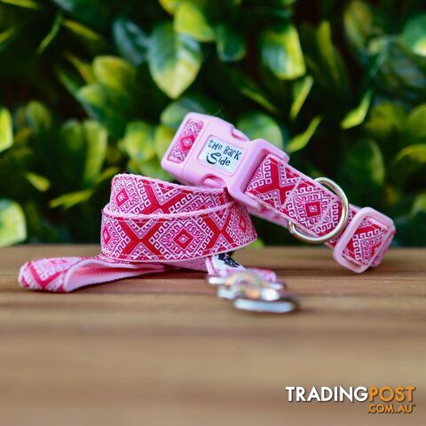 Aztec Dog Collar - Pink Blue - Hand Made by The Bark Side - TBSAZTLGEBBLU - photo 4 of 20