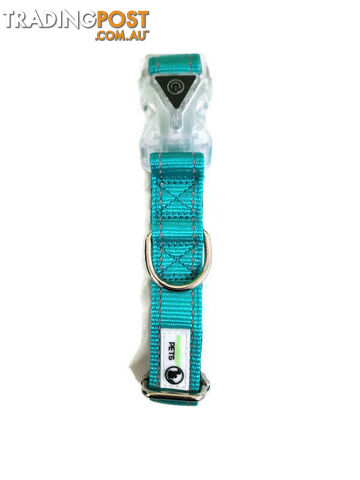 Dog Collar LED Flashing Light Buckle, Reflective Stitching - Moondidley Pets - MDPCOLLEDLTUR - photo 4 of 7