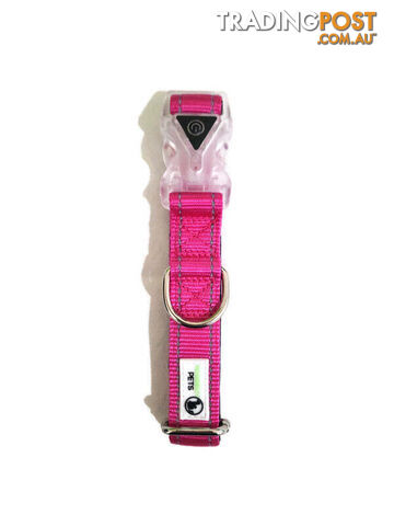Dog Collar LED Flashing Light Buckle, Reflective Stitching - Moondidley Pets - MDPCOLLEDLTUR - photo 3 of 7