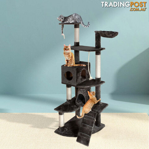 i.Pet Cat Tree 193cm Tower Scratching Post Scratcher Condo House Trees Grey - PET-CAT-HSCT018-GR