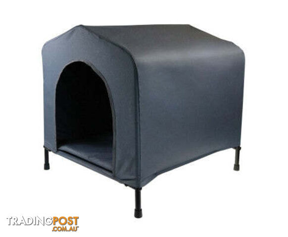 YES4PETS Grey Portable, Flea and Mite Resistant Dog Kennel with Cushion - V278-68397-M-ELEVATED-HOUSE