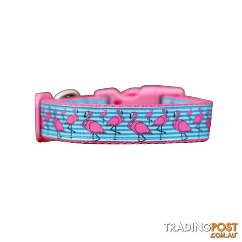 Flamingo Dog Collar - Hand Made by The Bark Side - TBSFLMSMLPNK