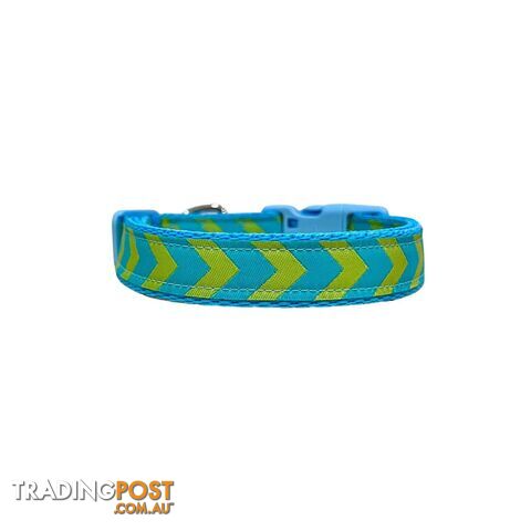 Blue & Green Arrows Dog Collar - Hand Made by The Bark Side - TBSBGAXS
