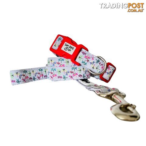 Dragonflies Dog Collar - Hand Made by The Bark Side - TBSDRALGEDPK