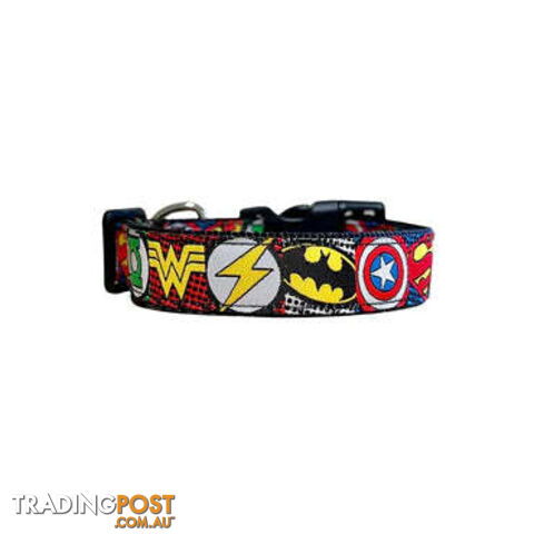 Superhero Dog Collar - Hand Made by The Bark Side - TBSHEROLGEBLU