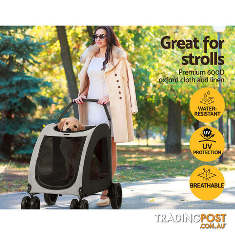 i.Pet Pet Stroller Dog Pram Large Carrier Cat Travel Foldable Strollers 4 Wheels...