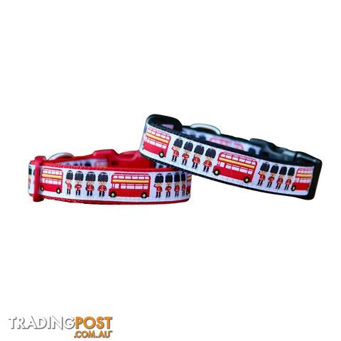 London Themed Dog Collar - Hand Made by The Bark Side - TBSLONXSBLK
