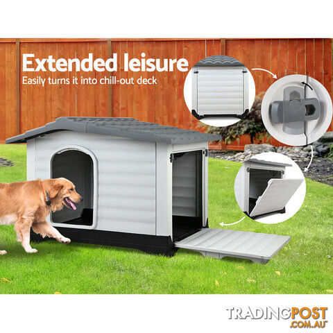 i.Pet Dog Kennel House Extra Large Outdoor Plastic Puppy Pet Cabin Shelter XL Grey - PET-DH-P424-GR - photo 5 of 11
