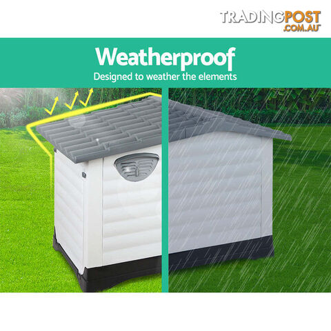 i.Pet Dog Kennel House Extra Large Outdoor Plastic Puppy Pet Cabin Shelter XL Grey - PET-DH-P424-GR - photo 3 of 11