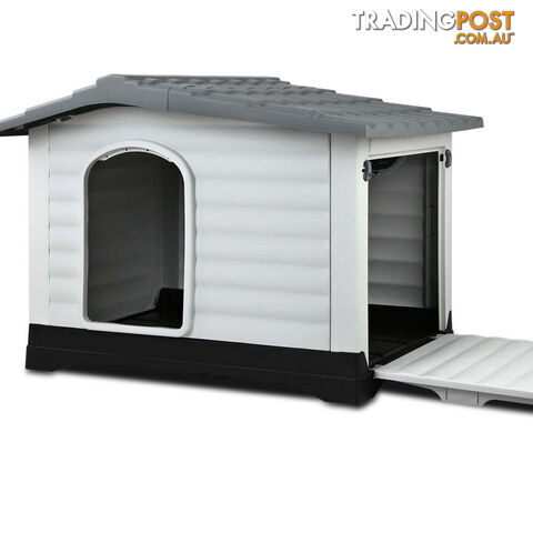 i.Pet Dog Kennel House Extra Large Outdoor Plastic Puppy Pet Cabin Shelter XL Grey - PET-DH-P424-GR - photo 1 of 11