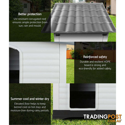 i.Pet Dog Kennel House Extra Large Outdoor Plastic Puppy Pet Cabin Shelter XL Grey - PET-DH-P424-GR - photo 4 of 11