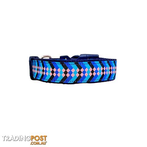 Diamond Chevron Dog Collar - Pink Blue - Hand Made by The Bark Side - TBSDIAMEDDPNK - photo 3 of 18
