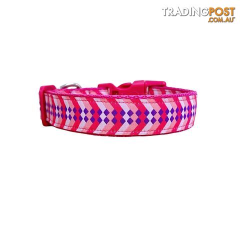 Diamond Chevron Dog Collar - Pink Blue - Hand Made by The Bark Side - TBSDIAMEDDPNK - photo 5 of 18