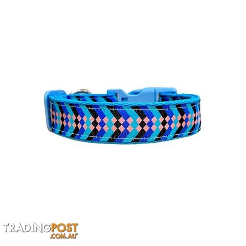 Diamond Chevron Dog Collar - Pink Blue - Hand Made by The Bark Side - TBSDIAMEDDPNK - photo 2 of 18