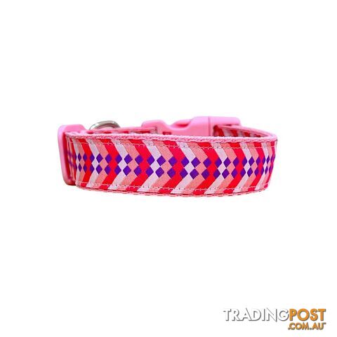 Diamond Chevron Dog Collar - Pink Blue - Hand Made by The Bark Side - TBSDIAMEDDPNK - photo 4 of 18