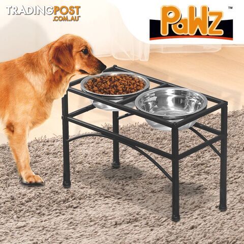 PaWz Dual Elevated Raised Pet Dog Feeder Bowl Stainless Steel Food Water Stand - WB-JD0508-S