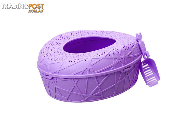 YES4PETS XL Portable Cat Toilet Litter Box Tray House with Scoop Purple -...