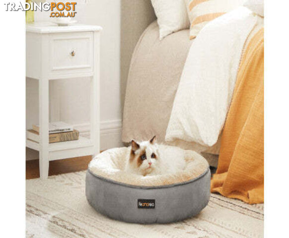 FEANDREA 50cm Dog Sofa Bed Round Shape Fabric Light Grey - V227-3309641001080