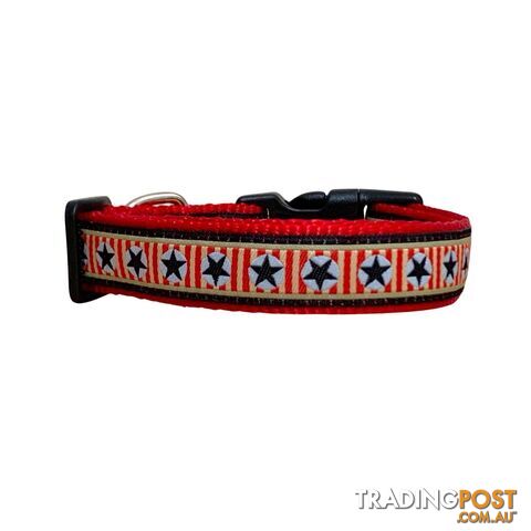 Stars Dog Collar - Hand Made by The Bark Side - TBSSTRSMLRED