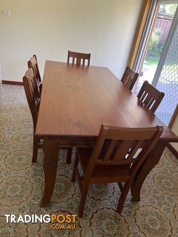 Timber table  with 6 chairs