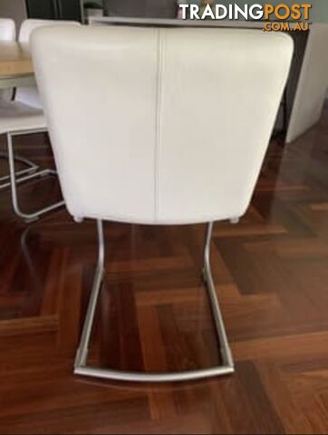 White Leather Dining Chairs x 8 - photo 3 of 3