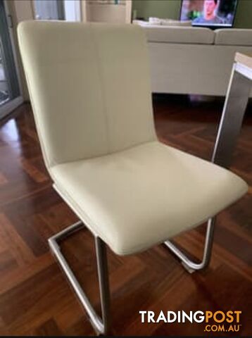 White Leather Dining Chairs x 8