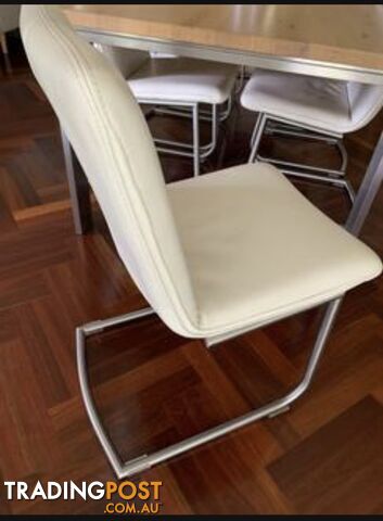 White Leather Dining Chairs x 8 - photo 2 of 3