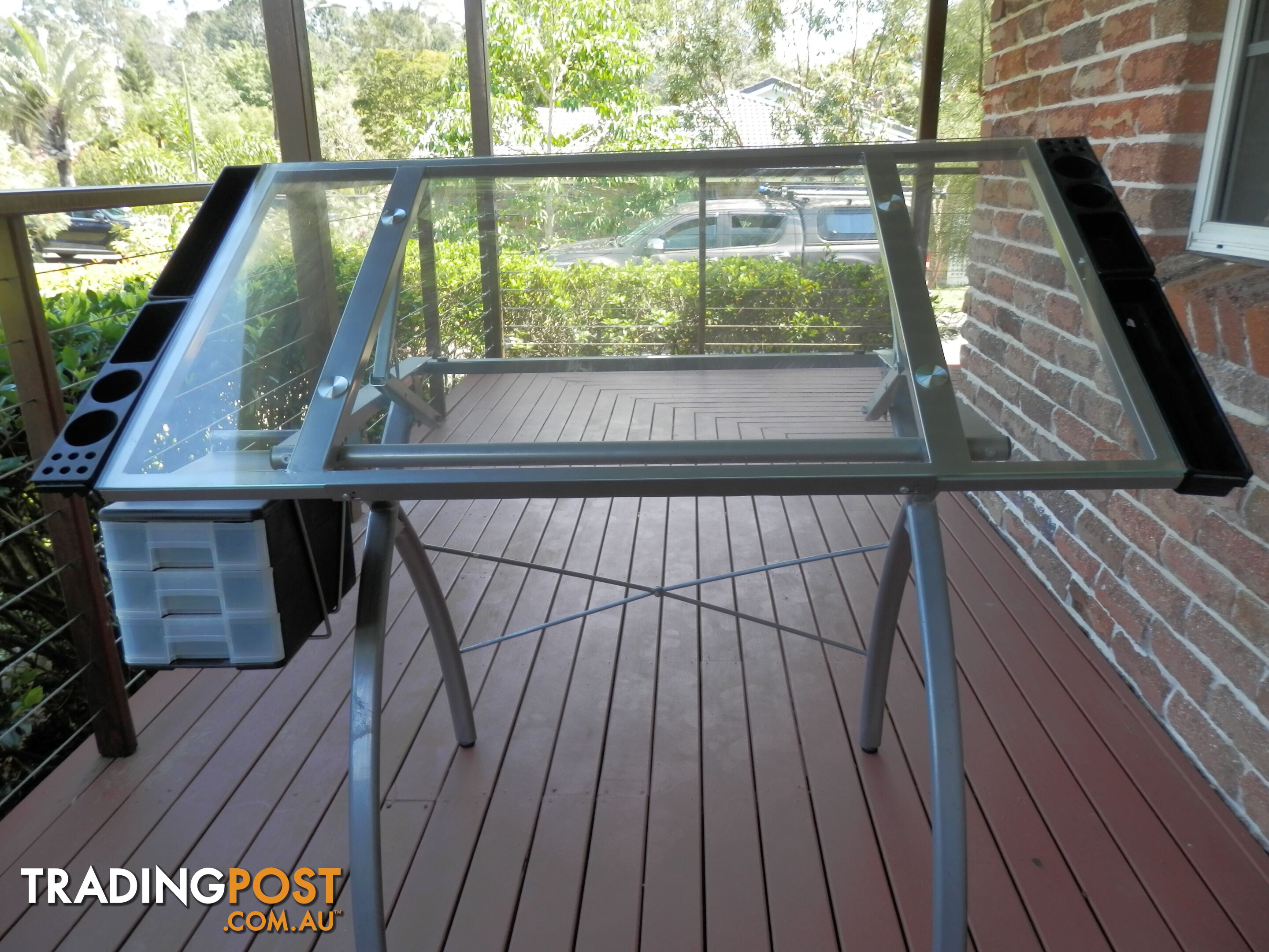 Glass top Artist&#39;s Table - adjustable angle top - 1200mm x 600mm