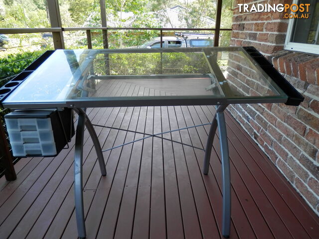 Glass top Artist&amp;amp;#39;s Table - adjustable angle top - 1200mm x 600mm