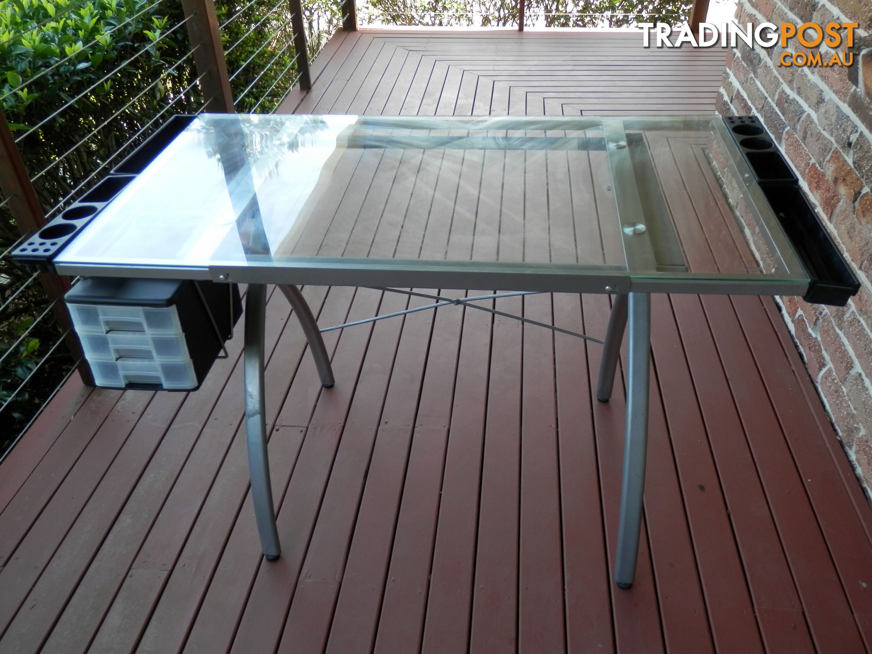 Glass top Artist&#39;s Table - adjustable angle top - 1200mm x 600mm