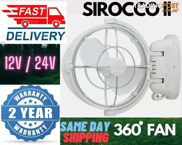 12v Sirocco II Fan 24v Volt Caravan RV Motorhome Boat campervan LOW ...