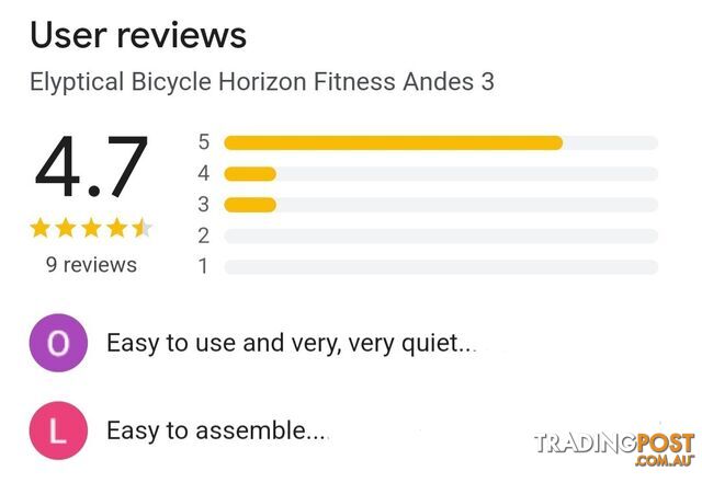 Elyptical trainer, Horizon Andes 3