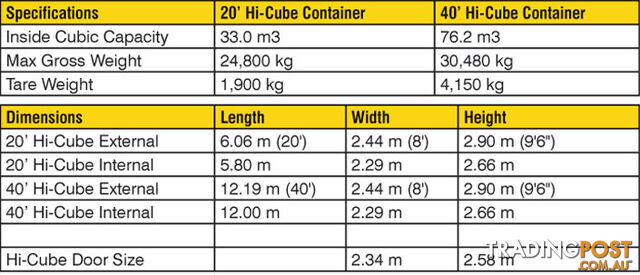 New 40ft High Cube Shipping Containers Seaham - From $7950 + GST