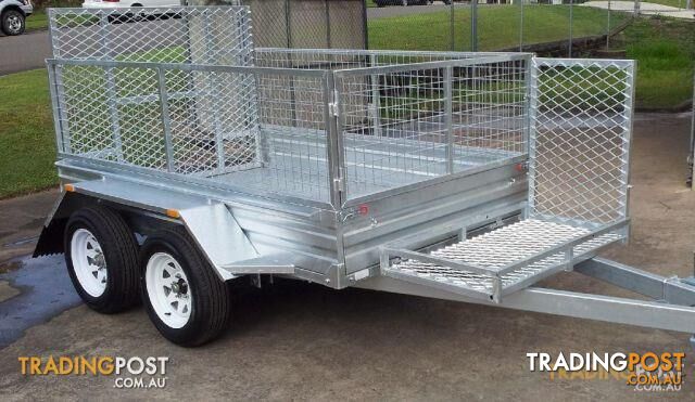 8x5 Galvanized Trailer with Cage, Ramp & Mower Pad 8x5 Hot Dipped Galvanized + Cage, Ramp, Mower Pad