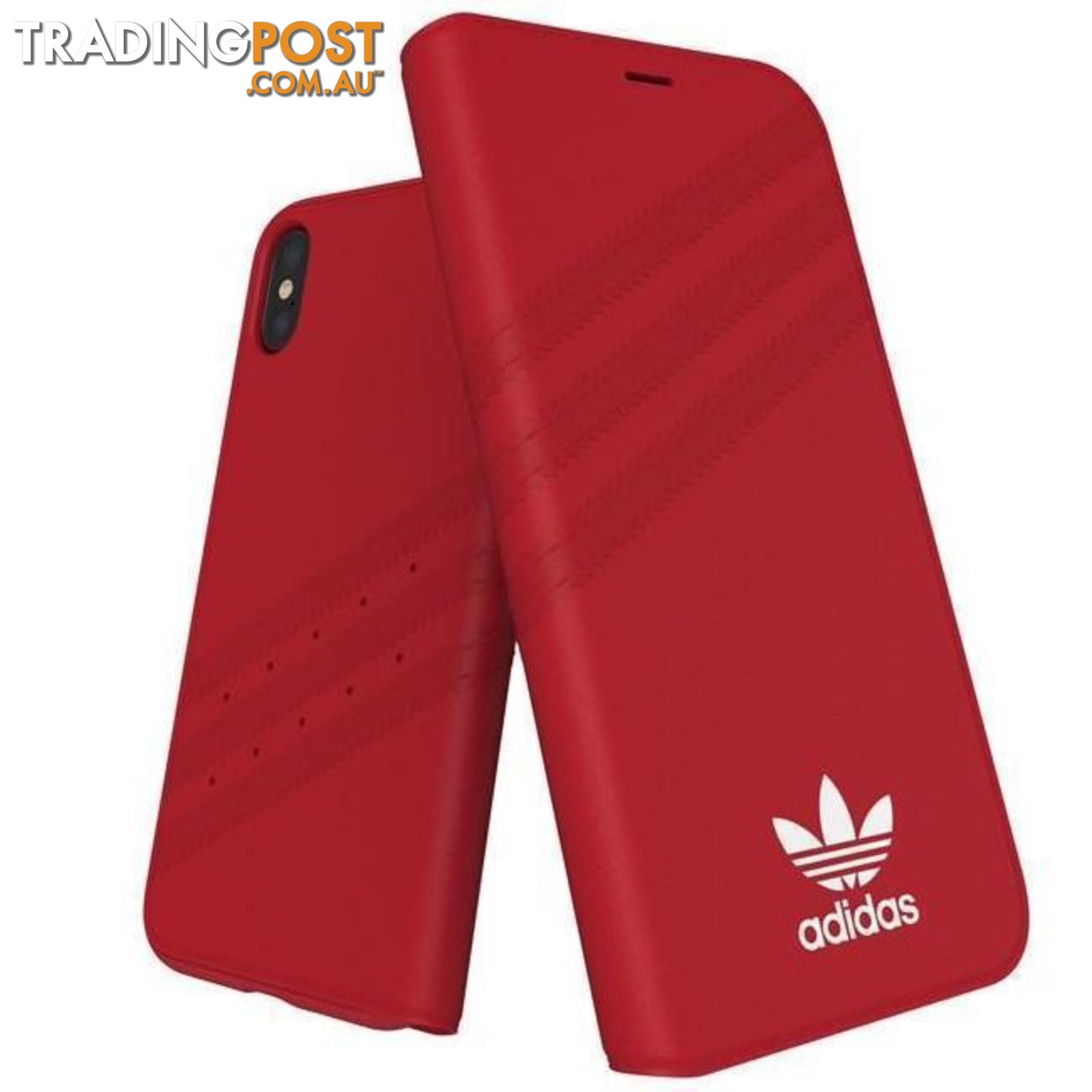 Adidas (Adidas) Clover Classic PU Leather Flip for iPhone X/Xs - Adidas - Red - 8718846047388