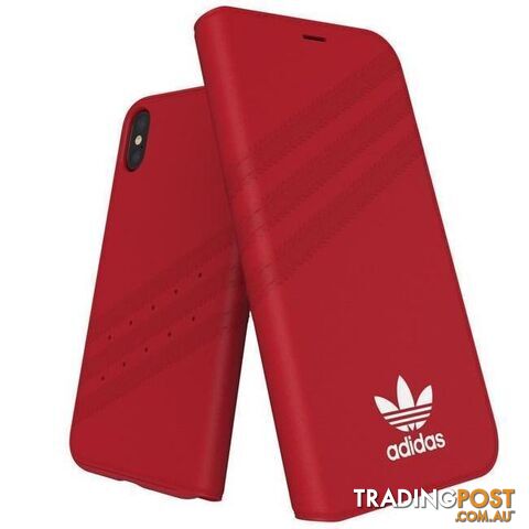 Adidas (Adidas) Clover Classic PU Leather Flip for iPhone X/Xs - Adidas - Red - 8718846047388
