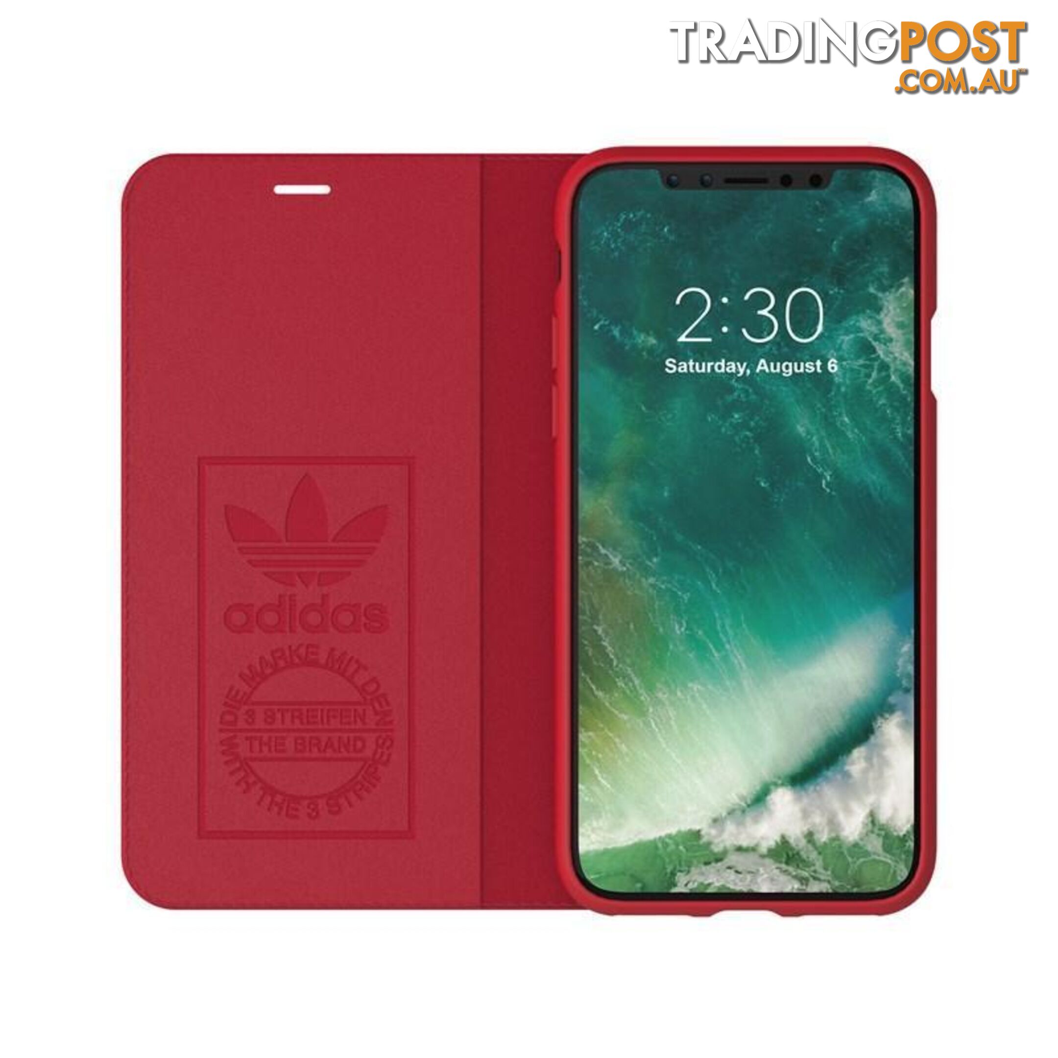 Adidas (Adidas) Clover Classic PU Leather Flip for iPhone X/Xs - Adidas - Red - 8718846047388