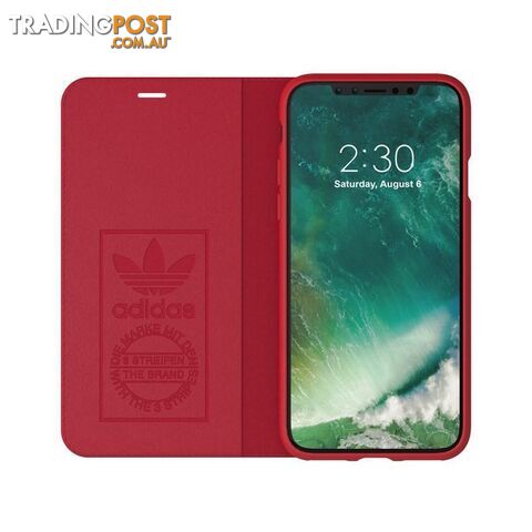 Adidas (Adidas) Clover Classic PU Leather Flip for iPhone X/Xs - Adidas - Red - 8718846047388