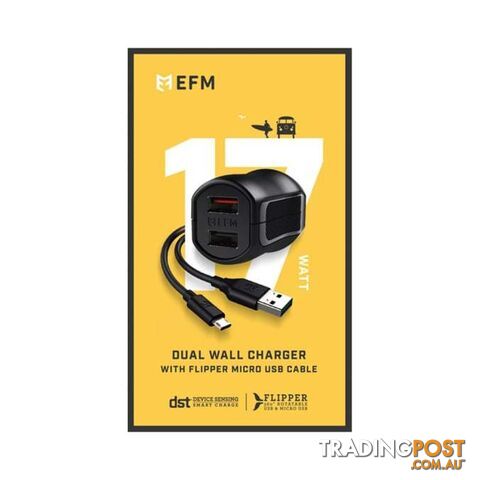 EFM Dual USB Rapid Charge Wall Charger 3.4A With Micro-USB Cable - EFM - 9319655056555