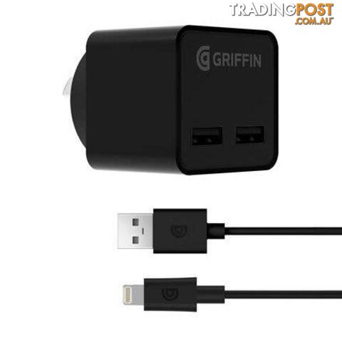 Griffin PowerBlock Dual Port with Lightning cable - Griffin - 191058093226