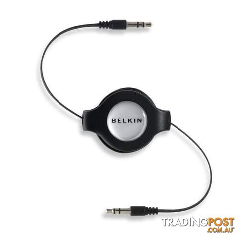 Belkin Retractable Car Stereo Cable 3.5mm Male to 3.5mm Male - Black - Belkin - 722868639238