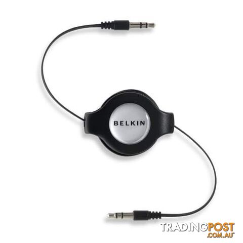 Belkin Retractable Car Stereo Cable 3.5mm Male to 3.5mm Male - Black - Belkin - 722868639238