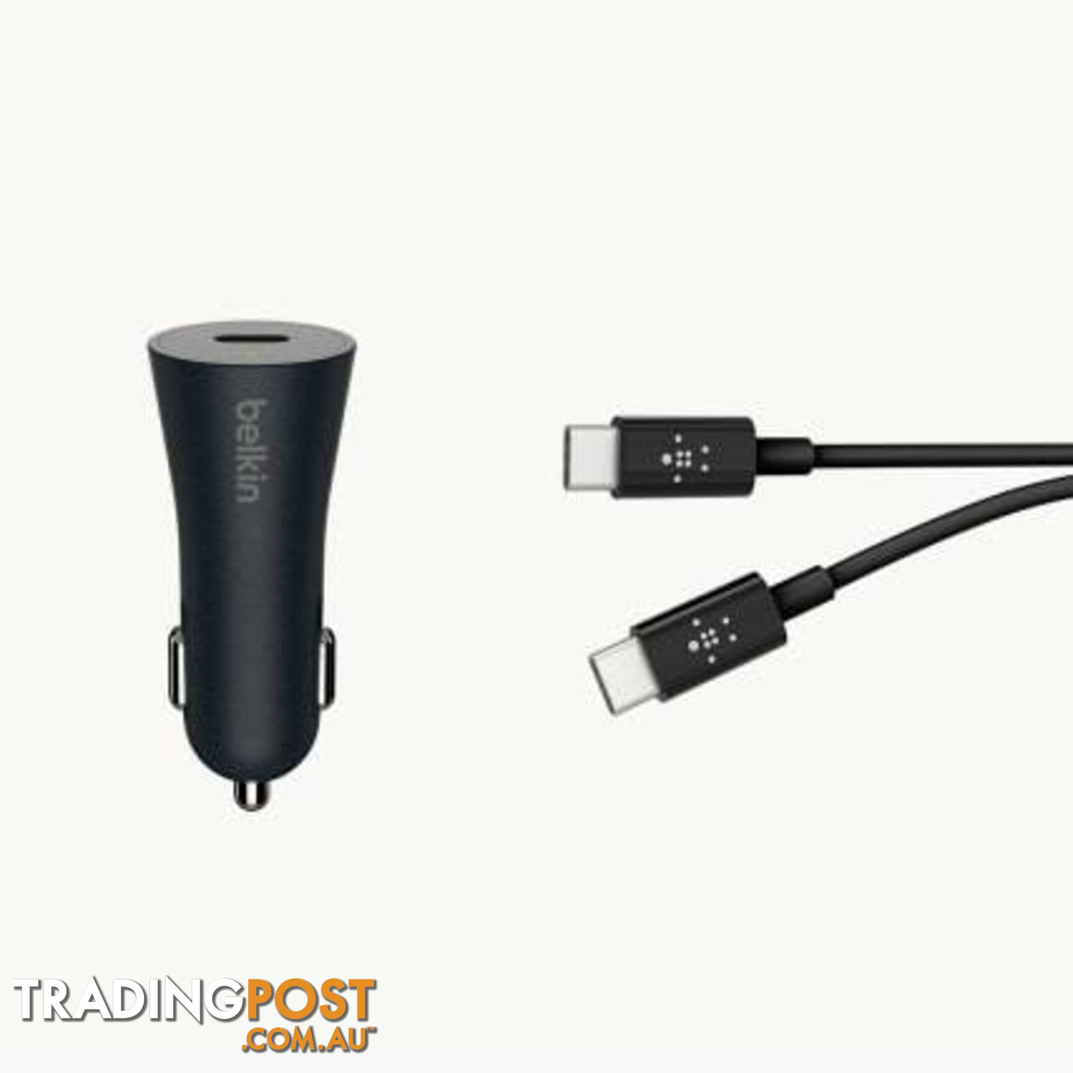 Belkin BOOSTCHARGE USB-C Car Charger Plus Cable With Quick Charge - Black - Belkin - 745883772575