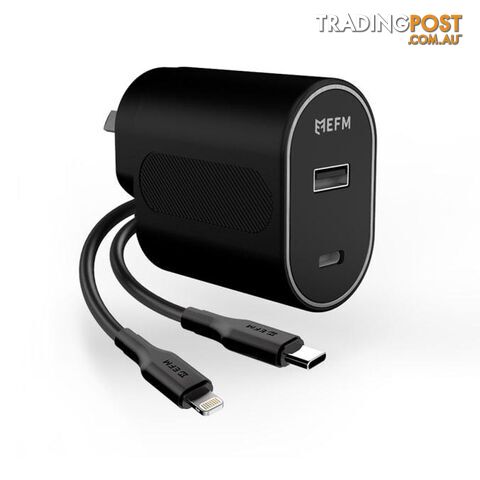 EFM 60W Dual Port Wall Charger With Type C to Lightning Cable 1M - EFM - 9319655068138