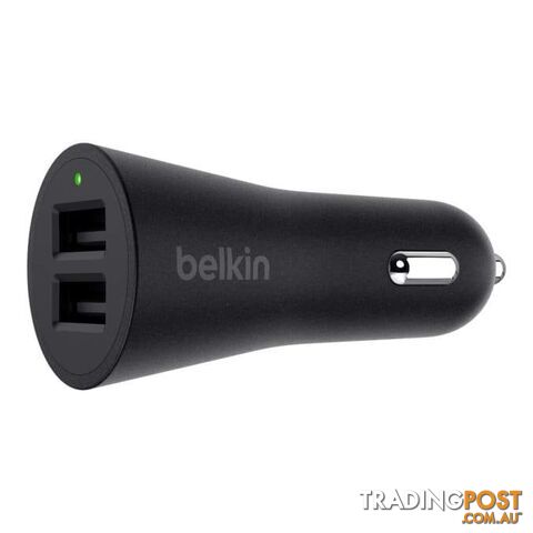 Belkin BOOSTUP 2-Port 24W Metallic Car Charger - Black - Belkin - 745883670130