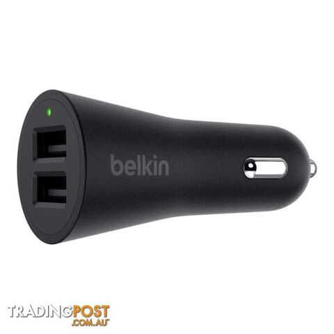 Belkin BOOSTUP 2-Port 24W Metallic Car Charger - Black - Belkin - 745883670130