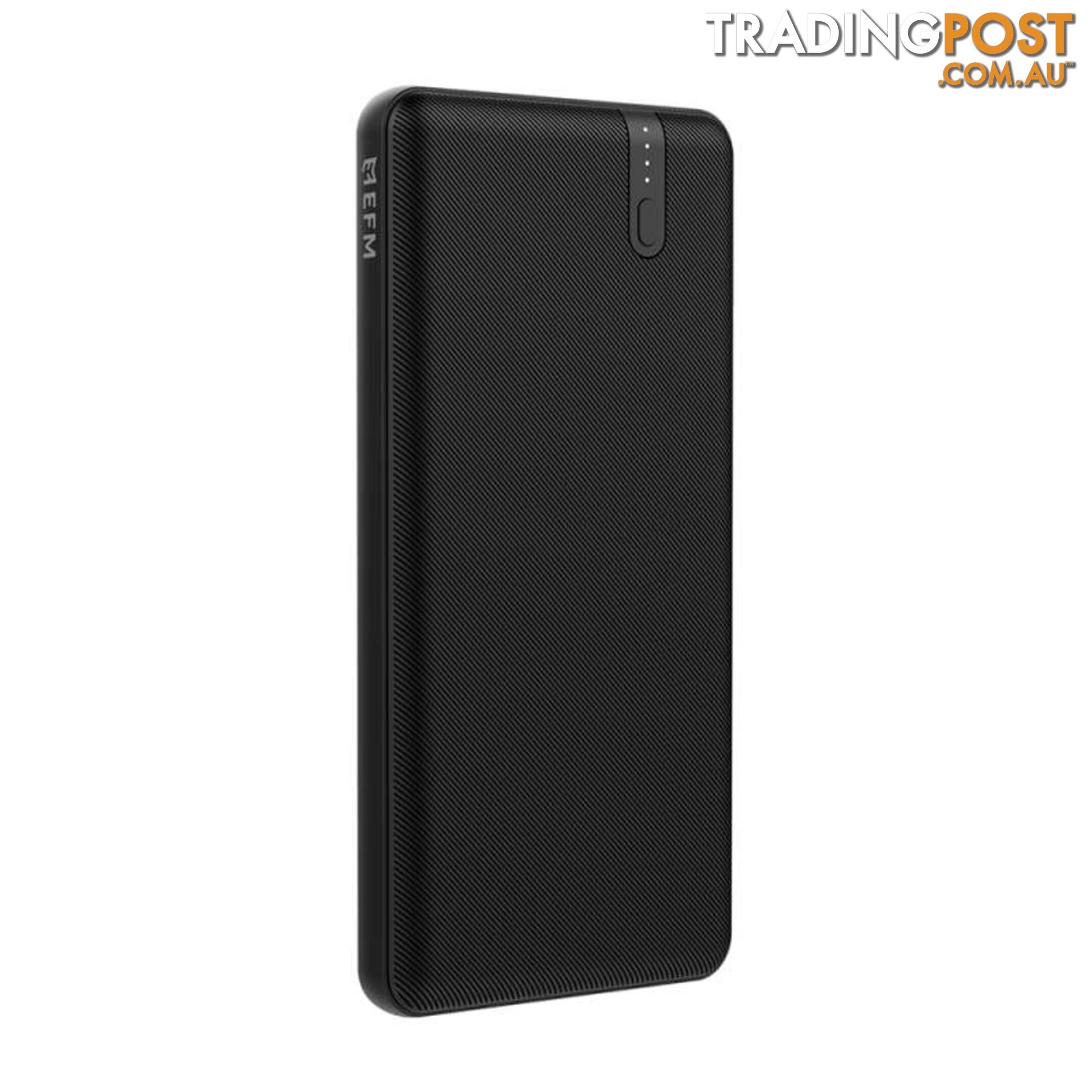 EFM 10000mAh Portable Power Bank With Type C PD18W and QC3.0 Dual USB-A Ports EFM 10000mAh Portable Power Bank Type-C PD18W/QC3.0 and Dual USB-A Outputs QC3.0 - Black - EFM - 9319655074146