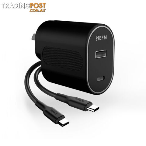 EFM 60W Dual Port Wall Charger With Type C to Type C Cable 1M - EFM - 9319655068114