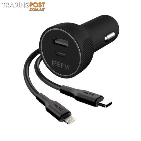 EFM 39W Dual Port Car Charger With Type C to Apple Lightning Cable - EFM - 9319655068152